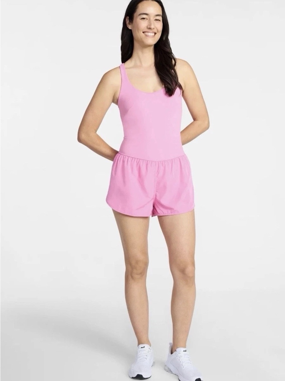 Avia Pink Scoop-Neck Crossback Ash Rose Pink Romper Women’s Sz 12-14